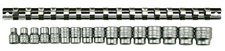 Teng M3816 3/8-inch Clip Rail Metric Socket Set Drive (16 Pieces)