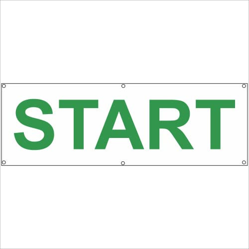 Indigos UG - Plane wasserdicht Gerüstplane - p085 - START - Banner - 200 cm x 67 cm - Baustelle, Garten, Zaun oder Veranstaltung im Sommer - Werbeplane, Werbung