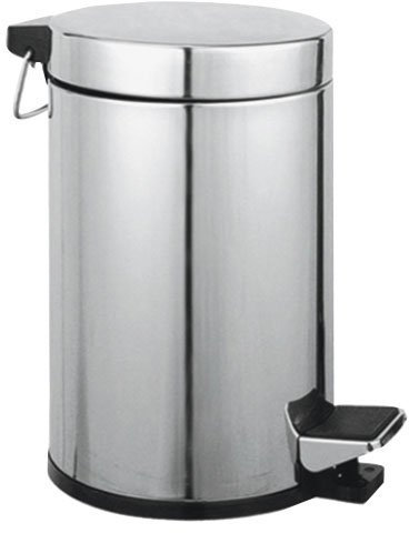 MAURER Papelera INOX 12 Lt. 25x42cm, Metal, Gris, 28x27x41 cm