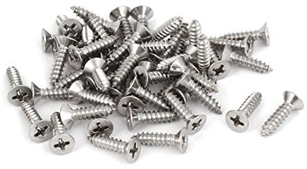 sourcing map M3.9x16mm 316 acier inox vis Cruciforme tête plate vis autotaraudeuses 50Pcs