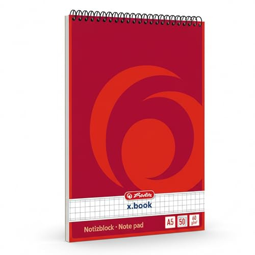 Herlitz 110536 Spiralnotizblock, A5 kariert, 50 Blatt