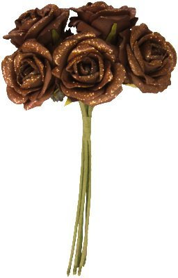 Chaleyer & Canet - Bouquet de 5 roses pailletées - chocolat