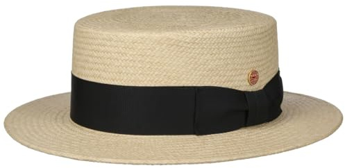 Mayser Sombrero Panamá Gondolo Mujer/Hombre - Made in The EU de Verano Paja Sol con Banda Grosgrain, Grosgrain Primavera/Verano - L (59-60 cm) Natural