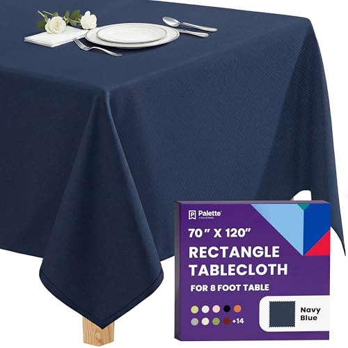 Gee Di Moda Rectangle Tablecloth - 70 x 120 Inch Navy Blue Table Cloth for 6 or 8 Foot Rectangular Table - Heavy Duty Washable Fabric - For Buffet, Holiday, Dinner, Wedding & Baby Shower