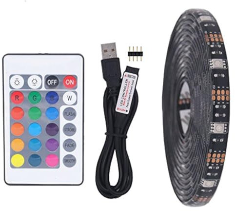 Striscia LED RGB USB,5M 30leds/m Nero PCB DC 5V 5050 Colore RGB LED Light con telecomando 24Key per TV Illuminazione di fondo,Luce nastro,Cucina Illuminazione a LED Decor Nastro striscia LED Strip