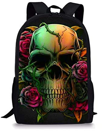 POLERO Schulranzen Schulrucksack Kinder Rucksack Schule Jugendliche Schulranzen Grundschule Rucksack Mädchen Totenkopf Print Design