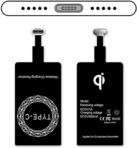 Tec-Digi Qi Adapter - Type C Wireless Charging Receiver, Ultra Thin, USB-C Qi Wireless Charger Receiver for Huawei P30/P20, LG V20, HTC 10 and more Qi-enabled Phones