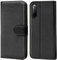 Verco Handyhülle für Sony Xperia 10 II Hülle, Bookcase Tasche Flipcover für Sony Xperia 10 II Case [Kartenfächer/Aufstellfunktion], Schwarz