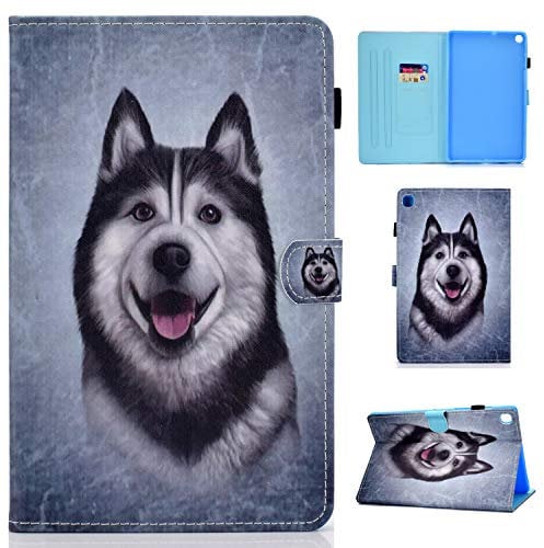 Succtop Coque Galaxy Tab A7 10,4 Pouces Cuir PU Etui de Protection Galaxy Tab A7 Porte-Crayons Portefeuille Housse Tablette pour Samsung Galaxy Tab A7 T500 / T505 / T507 2020, Husky Hund