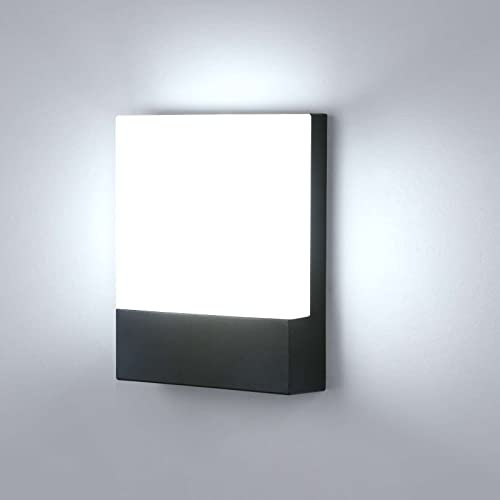 Lightsjoy Aussenlampe Wand LED Outdoor Lampe 6000K Wandleuchte Aussen IP65 Wasserdichte Aussenleuchten Hauswand Schwarz Moderne Wandlampe Aussen Aluminium für Treppenhaus, Garten, Veranda, Garage