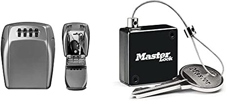 Master Lock Schlüsseltresor + Ausziehbares Schlüsselkabel [Extra Sicherheit] [Wandmontage] [Large] [Wetterfest] - 5415EURD - Schlüsselsafe