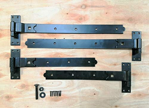 Robuste Scharniere für Tür, Schuppen, Scheune, Tore, Haken und Band Scharniere, gekröpft und gerade, Schwarz, 5,1 x 30,5 cm
