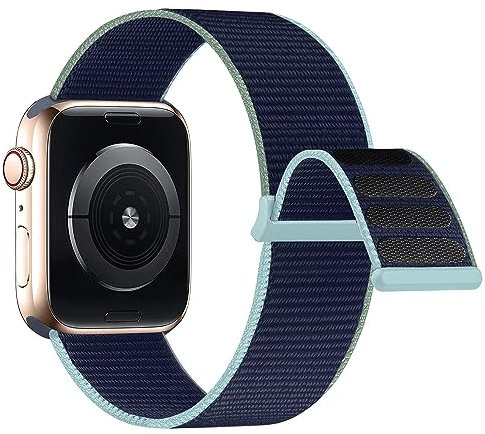 Lobnhot Cinturino Nylon Compatibile Con Apple Watch 40mm 38mm 41mm, Sport Regolabile Per iWatch Serie 10 9 8 7 SE 6 5 4 3 2 1, Abisso