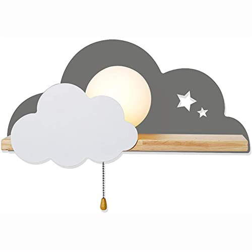 LED Wolke Kinderzimmer Wandleuchten mit Zugschalter Kinderlampe Wandleuchten Warmweiß Babylampe Schlafzimmer Grau E27 Wandbeleuchtung Indoor Wolken Nachtlicht Mädchen Jungen Wohnzimmer Schlafzimmer
