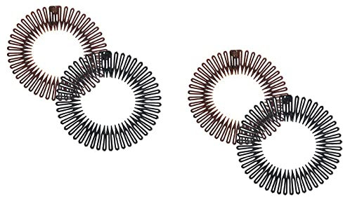 4 Stück Full Circle Dehnbarer Kamm Kreisförmiger Plastik-Haarkamm Dehnbarer Haarkamm Kopfband Halter, Kreisförmig Stretch für Frauen Mädchen, 2 Farben