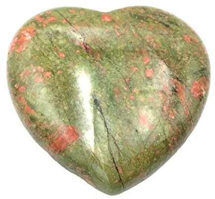 Steinfixx® - Grosses Edelstein Herz I Heilstein I Glücksstein I Chakra-Stein I Taschenstein | Massagestein | Geschenk für die Liebsten (Unakit)