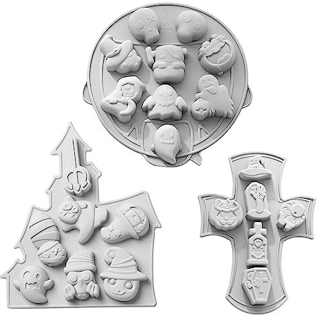 Maskworld Silikonformen Set Halloween Monster & Symbole für Schokolade, Eiswürfel & Backen - Motiv-Back & Eis-Form - Dekoration, Halloween, Karneval & Motto-Party - 3er Pack