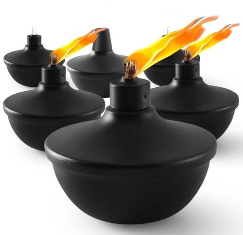 ZSPENG 6 Pack Metal Table Top Torches,23.5 oz Citronella Torches for Outside,Refillable Flame Light Torch with Wicks and Covers for Party, Garden Decor,DIY
