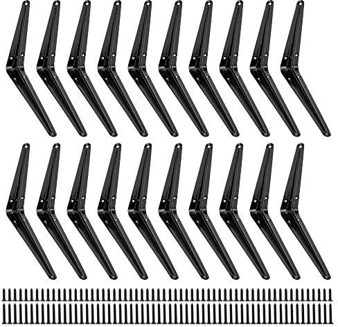 Cherbowey 20 Pack 8 x 6 Inch Shelf Bracket, Floating Shelf Bracket, Decorative Iron Bracket, Wall Corner Brace Joint Angle Brackets, Metal L Brackets, Heavy Duty DIY Brackets with Screws