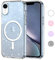 Yoedge Trasparente Glitter Cover Magnetica per Apple iPhone XR 6,1, Custodia Bling Brilla Compatibile con MagSafe Magnetico Ricarica Wireless, Bumper TPU Hard PC Clear Case Antiurto per iPhone XR
