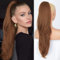 PORSMEER Lange Zopf Pferdeschwanz Haarteil Haarverlängerung mit Kordelzug Lang Glatt Wellig Natürliches Synthetik Haar Ponytail Extensions Ingwer für Frauen 65cm