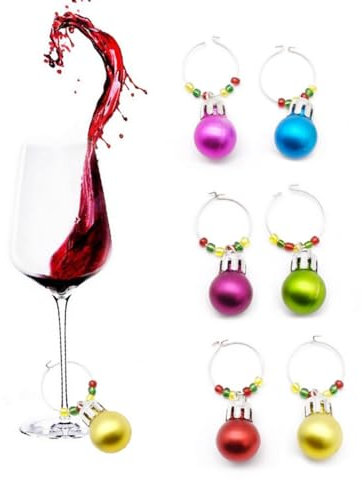 Weihnachten Wein Glas Ring Weinglas Charms Ringe für Party Bar Tabelle Dekorationen 6 Stück