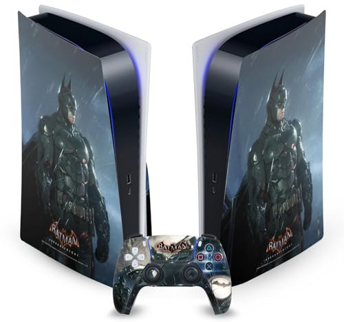 Head Case Designs Offizielle Batman Arkham Knight Batman Grafiken Vinyl Frontplatte Haut Gaming Aufkleber Abziehbild kompatibel mit Sony Playstation 5 PS5 Disc Edition Console & DualSense Controller