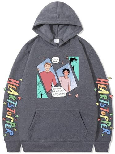 Silver Basic Herren Heartstopper Merch Nick and Charlie Cartoon Cosplay Hoodie-DeepGrey-3XL1