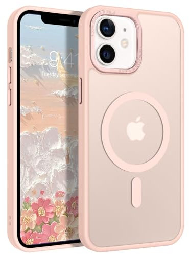 DOMAVER Case for iPhone 12 Case, iPhone 12 Pro, [Compatible with mag-safe] Charging Military Grade Anti-Yellowing Cover Hard Slim Frosted Matte Phone Cases for iPhone 12/12 Pro 6.1, Pink