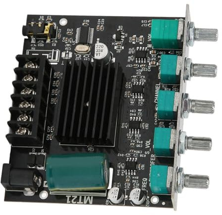 ZK‑MT21 100W Bluetooth Amplifier Board, DC12‑24V HiFi Subwoofer Audio Amp Board with Adjustable Volume, and Shell, 2.1 Channel Subwoofer Amplifier Board for 4‑8Ω Speakers