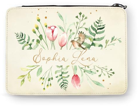 Wandtattoo Loft Gefüllte Federtasche Federmappe mit floralem Motiv mit Wildblumen personalisiert mit Wunschnamen