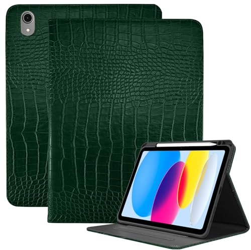 Deokke Custodia Cover Custodia iPad (A16) 11a Generazione 2025 /iPad 10a Generazione 2022,Bleistifthalter Folio Crocodile Automat Schlaf/Wake Cover Frauen Mädchen