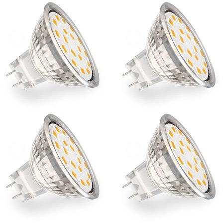 YUIIP GU4 Lampe 4W Warmweiß 2700K – Ersatz für 20W-40W Halogen, MR11 Größe, AC/DC 12V, Nicht Dimmbar, 120° Abstrahlwinkel, 390 Lumen, 4er Pack