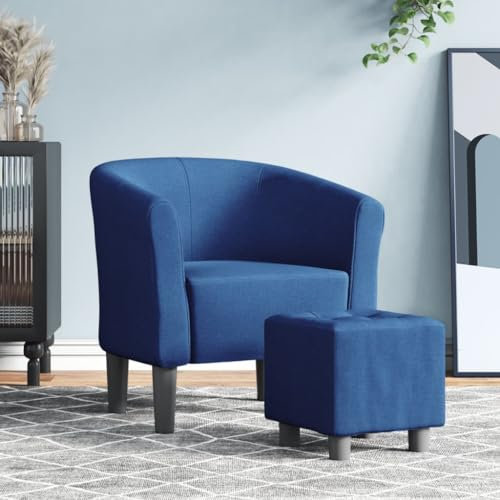ZEYUAN Clubsessel mit Fußhocker Blau Stoff, Relaxsessel, Fernsehsessel, Kinosessel, Gaming Couch - 356438