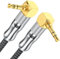 EMK 90 Degree Male to Right Angle Male 3.5mm Stereo Audio Aux Cable 2.4M Gold Plated Dual Angled TRS Aux Cord Compatible with Laptop, Smartphone, Music Player, Tablets, Speakers