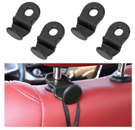 Adunsiaoto 4 Stück Auto Lagerung Tasche Haken, Auto Sitz Zurück Lagerung Tasche Halter Organizer, Rücksitz Kopfstütze Haken Mantel Geldbörse Handtasche Halter(Schwarz)