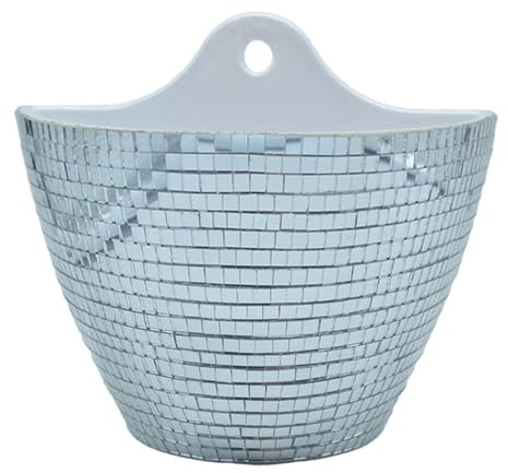 Harmoousue Disco-Übertopf – Disco-Kugel-Übertopf | ABS-Spiegelkugel-Hängepflanzer | Boho-Blumentöpfe, Disco-Kugel-Übertopf, Boho-Pflanzenhalter, Disco-Kugel-Pflanztopf Für Drinnen, Disco-Kugel-Vase