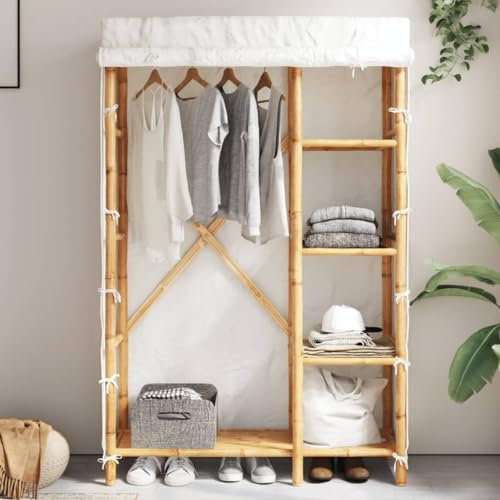 INLIFE Garde-Robe 110x45x170 cm Bambou Meubles,Armoires,Meubles de Rangement,Armoires Brun 18.4kg