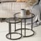 HEYZOEY Round Nesting Coffee Tables, Removable Set of 2 End Table, Glass Top Nesting Tables with Metal Frame for Living Room, Bedroom, Office, Balcony, Apartment, Jet Black