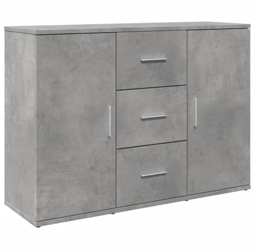 vidaXL Sideboard, Kommode mit Schubladen Türen Griffen, Beistellschrank für Wohnzimmer Flur, Anrichte Highboard, Betongrau Holzwerkstoff