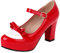 HSyc JRX Women's Block Heel High Heels Platform Pumps with Bow Patent Mary Jane Shoes, red, 5 UK