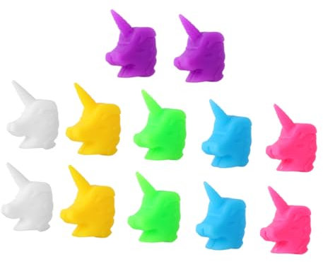 CIYODO 12pcs Silicone Wine Glass Id Markers Charms Markers for Glasses Non-Slip Drinking Cup Identifier Unique Unicorn Design Food Grade