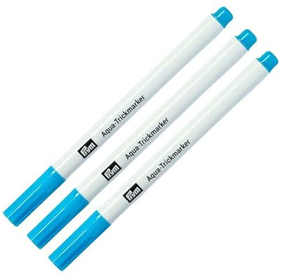 Prym 610807 Aqua-Trickmarker 3er Vorteilspack – Wasserlöslicher Markierstift für Nähen, Patchwork & Quilten – auf hellen und dunklen Stoffen – Türkis – Einfach zu entfernen mit Wasser