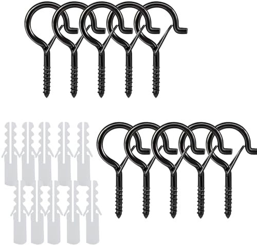10 ganci a vite Q-Hanger per luci natalizie all'aperto, ganci a vite per soffitto con fibbia di sicurezza per armadietti da parete, luci per feste di Natale, piante, campanelli a vento Q-Hanger ganci