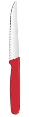 HENDI Couteau à tomates, lame dentelée, couteau à légumes, couteau de cuisine, 214x20x(H)10mm, inox, polypropylène, rouge