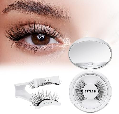 QUEWEL Magnetic-Eyelashes with Applicator Natural Look, 1 Pair Reusable Magnetic Lashes, No Glue Needed Eyelashes Magnetic, Easy to Wear and Remove with Instructions(Magnetic Eyelash Kit Style H)