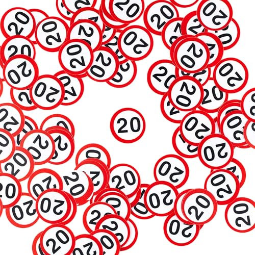 20 Geburtstag Deko Konfetti Verkehrszeichen rot/weiß - Originelle Geburtstagsdeko 20 für einen gelungenen 20 Geburtstag Frau oder Mann - Tiwoca
