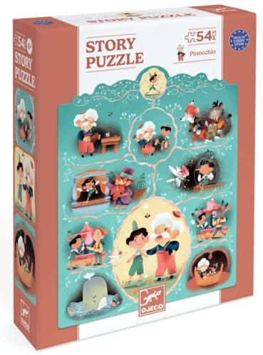 DJECO Story Puzzle, Spielzeug für Kinder, ab 4 Jahren, 54 Stück, gemischte Farbe