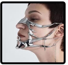 Jascatin 2 Stück Maske Metall Halbmaske Unregelmäßige Gesichtsmaske Zubehör Kostüm Cosplay Gesicht Schmuck für Frauen Männer