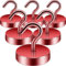 Neosmuk Magnetic Hook, 30 kg Magnetic Hook, Extra Strong for Locker Organiser, Neodymium Magnets, Hook Magnetic Very Strong for Workshop Furnishings, Rear Tent, Barbecue, Clothes Hooks, Red